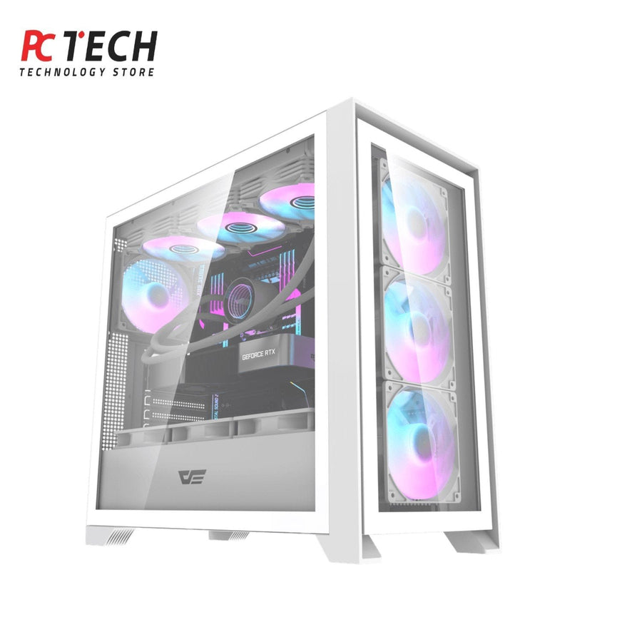 DarkFlash DRX90 White Gaming Case – Mid Tower with RGB Support