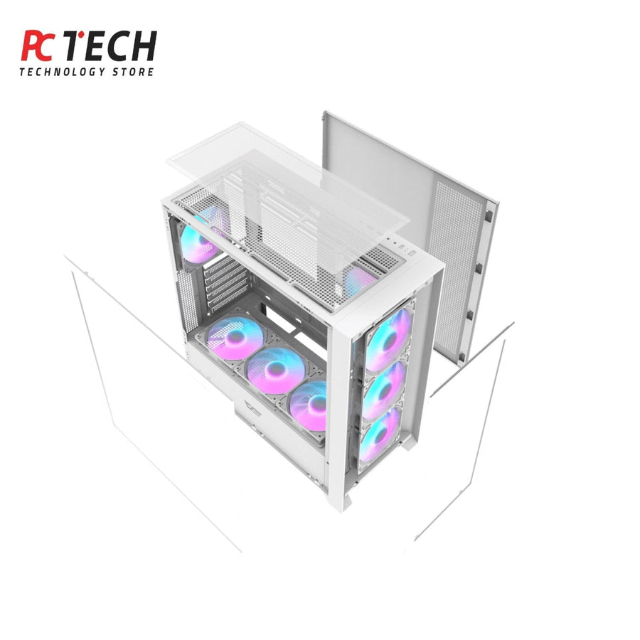 DarkFlash DRX90 White Gaming Case – Mid Tower with RGB Support
