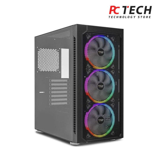 DarkFlash Gale DF140 Black EATX Full Tower Case, Mesh Front Panel and Tempered Glass