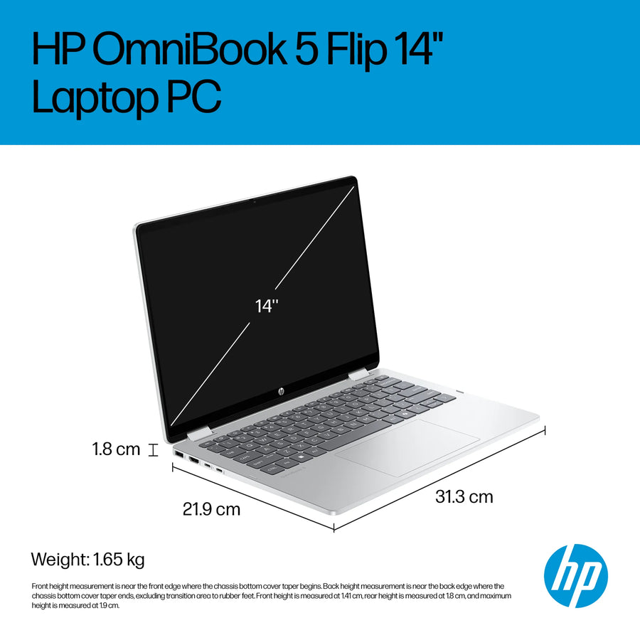 HP OmniBook 5 Flip Core 5 8GB 512GB SSD 14 Inch 2-in-1 2GB Graphics – Refurbished Laptop